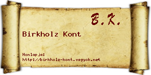 Birkholz Kont névjegykártya
